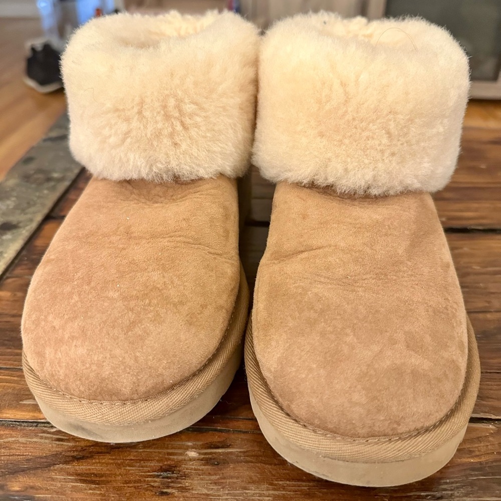 UGG Cream Ankle Booties with Plush Lining